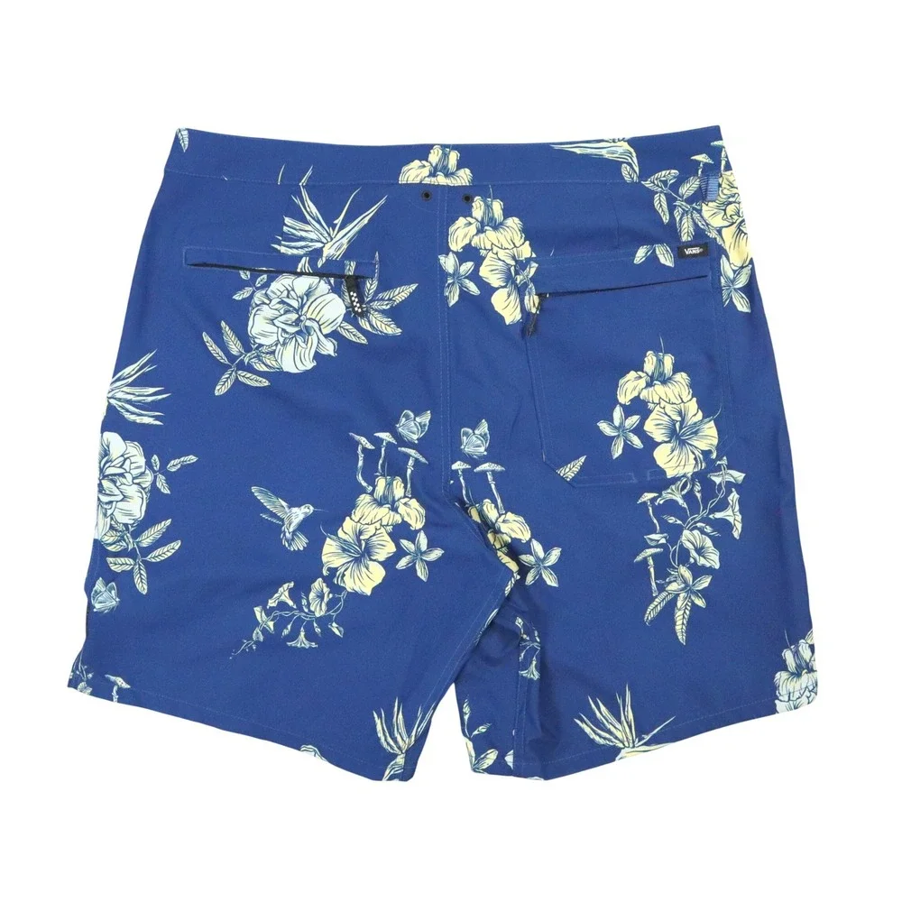 Vans Board Shorts Mens 34 Blue Floral Hummingbird‎ Swim Trunks Surf Beach Summer